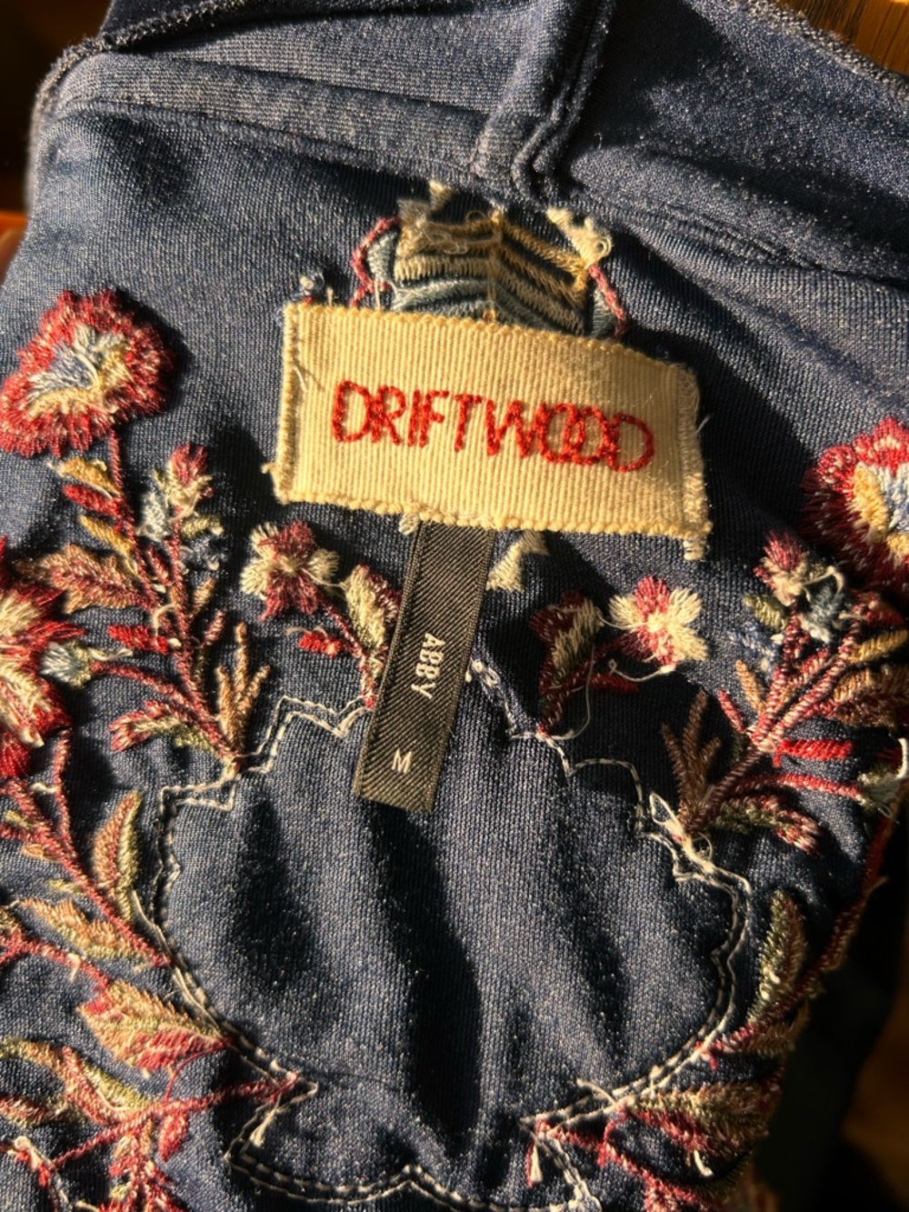 Driftwood Embroidered Velvet Duster Jacket kimono Floral Embroidery - Picture 6 of 7